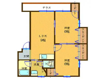 マリアデルソーレII(2LDK/3階)の間取り写真