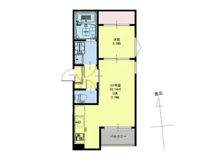 REGALEST鹿野(1LDK/3階)の間取り写真