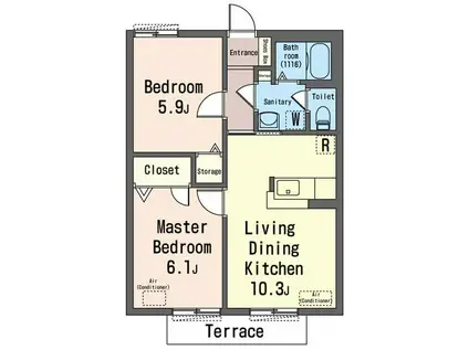サンライズII(2LDK/1階)の間取り写真