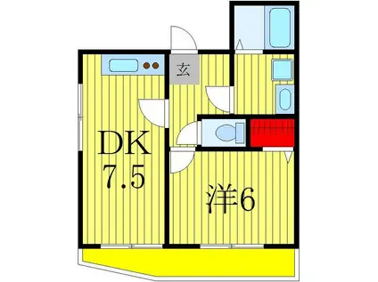 ガーデンハイツ柏南(1DK/1階)の間取り写真