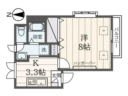 恵比寿ガーデンサイド(1K/2階)の間取り写真