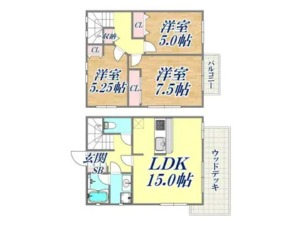 パインガーデン芦屋川PHII(3LDK/1階)の間取り写真