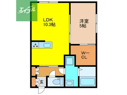 K-IDEAL TOSUII B棟(1LDK/2階)の間取り写真