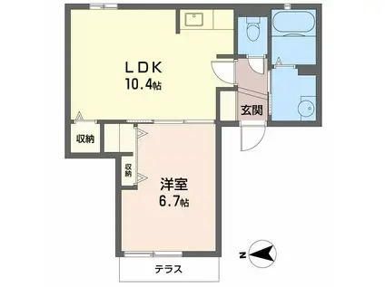 シャーメゾンゼフィー(1LDK/1階)の間取り写真