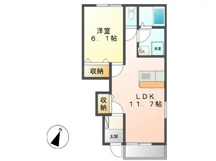 サザンブリーズ(1LDK/1階)の間取り写真