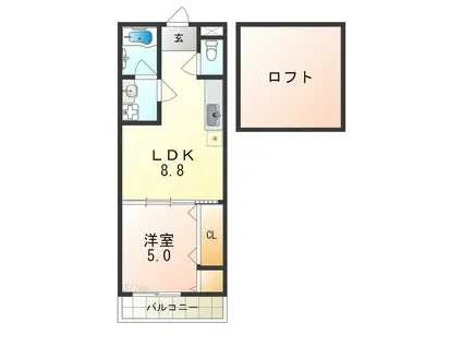 フローラ河内長野(1LDK/2階)の間取り写真