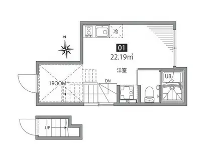 グランエッグス四谷N(ワンルーム/2階)の間取り写真