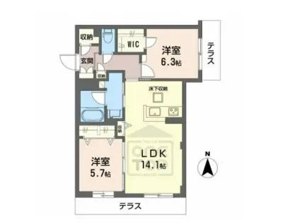 ベルスウィート(2LDK/1階)の間取り写真