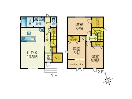 オズスクエア七隈(3LDK/2階)の間取り写真