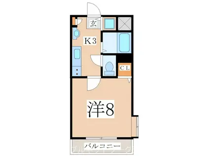 ガーデンハウス(1K/3階)の間取り写真