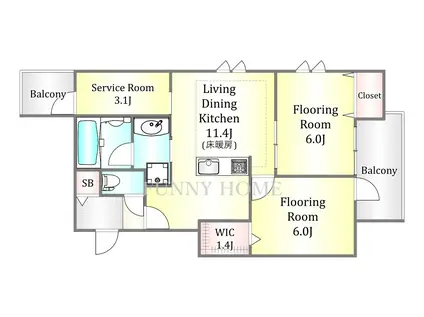 ベルアベニール(2LDK/2階)の間取り写真