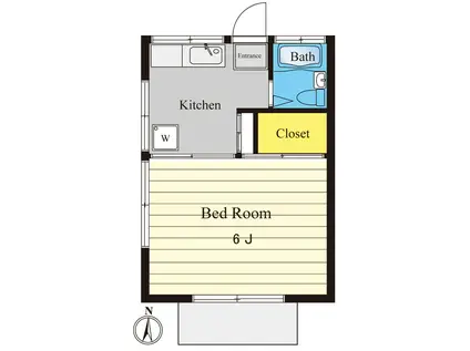 ハイツ山室A(1K/1階)の間取り写真