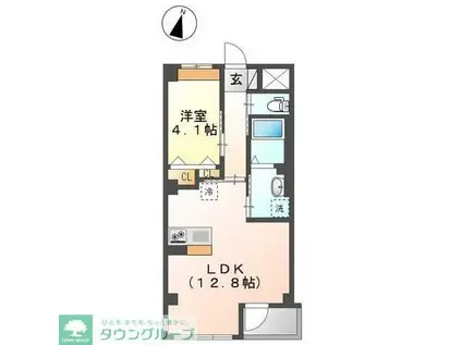 レガリア扇B棟(1LDK/1階)の間取り写真