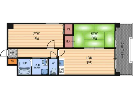 ブルームコートII(2LDK/4階)の間取り写真