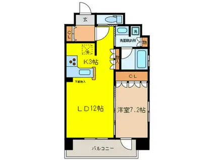 リーガル神戸三宮山手(1LDK/11階)の間取り写真