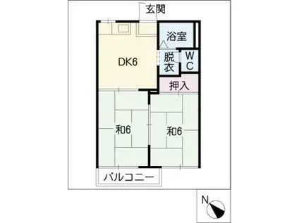 グリーンコーポ石橋A・B棟(2DK/2階)の間取り写真