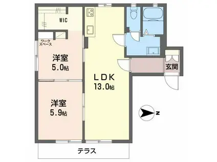 ハイツハーモニー(2LDK/1階)の間取り写真