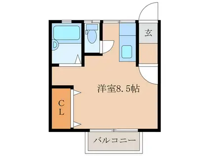 ハイツ遠山B(ワンルーム/2階)の間取り写真