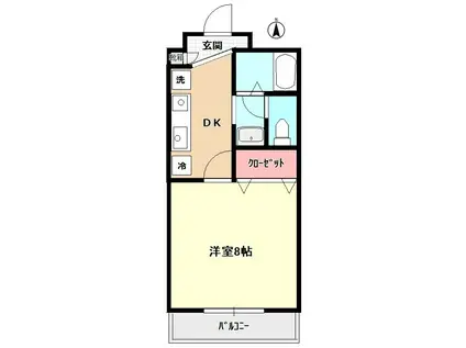 セントラルヴィラ II(1K/1階)の間取り写真