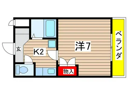 ハイツ山幸(1K/2階)の間取り写真