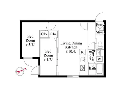 アバンティア阿佐ヶ谷南(2LDK/4階)の間取り写真