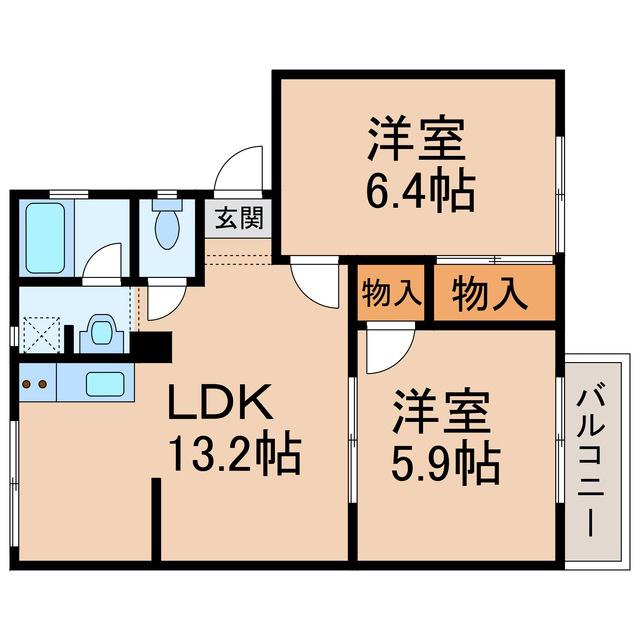ラベニュー谷口(2LDK/2階)の間取り写真