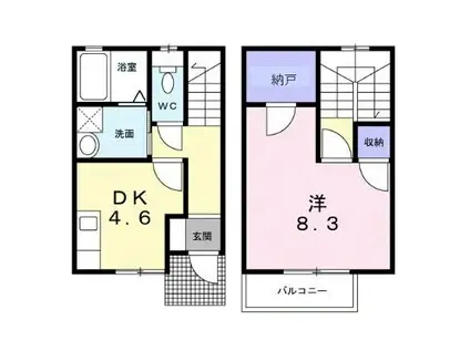 プティウエスト(1DK/1階)の間取り写真