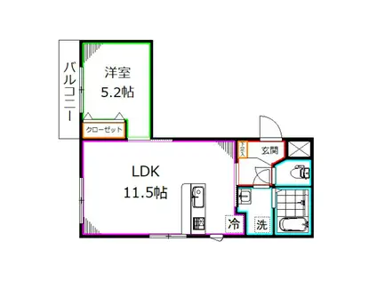 コリーヌ国分寺(1LDK/4階)の間取り写真