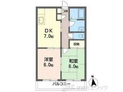 グリーンルーフ大冠A棟(2DK/1階)の間取り写真