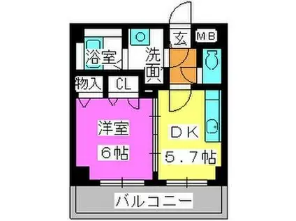 ボンメゾン2(1DK/2階)の間取り写真