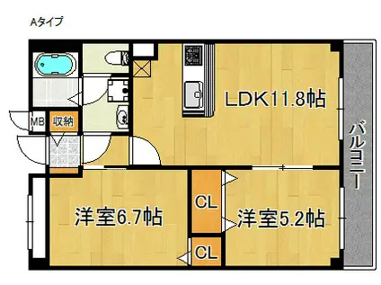 グレイス恵風(2LDK/3階)の間取り写真