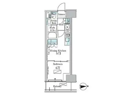 パークアクシス新宿百人町(1DK/7階)の間取り写真