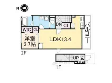 ラフィネ(1LDK/2階)の間取り写真