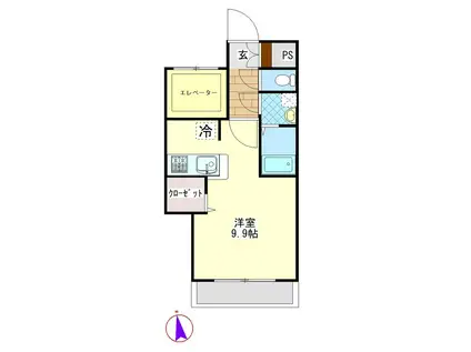 ツリーデン松戸II(ワンルーム/2階)の間取り写真