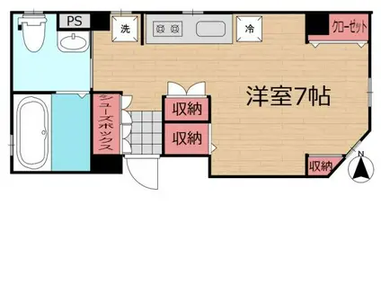 メゾンF(1K/1階)の間取り写真