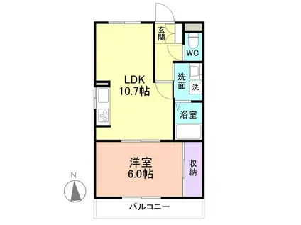 シャルマンフジ砂山(1LDK/1階)の間取り写真