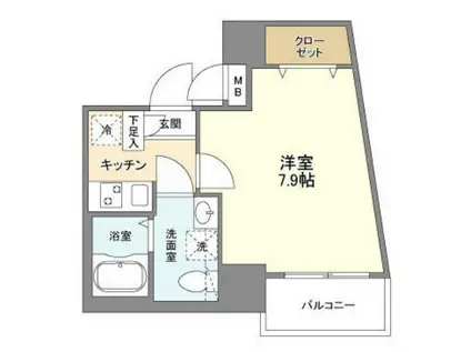 アルファコート王子2(1K/9階)の間取り写真