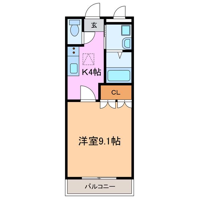 サンハイツ折坂(1K/2階)の間取り写真