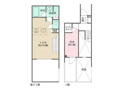 LA PERLA JIYUGAOKAII(1LDK/1階)の間取り写真