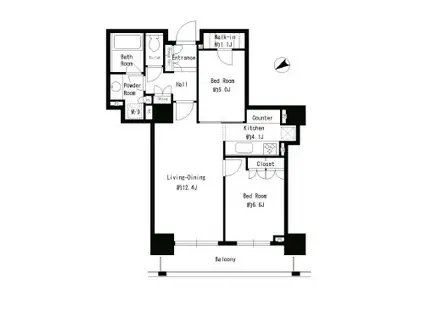 パークタワー芝浦ベイワード アーバンW(2LDK/5階)の間取り写真