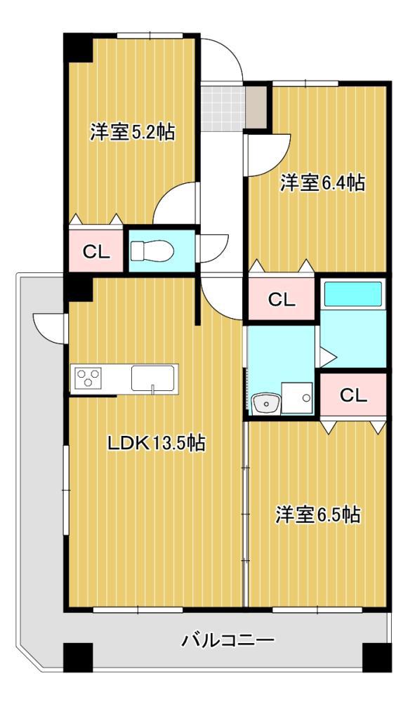 オロマーレ浅川(3LDK/2階)の間取り写真