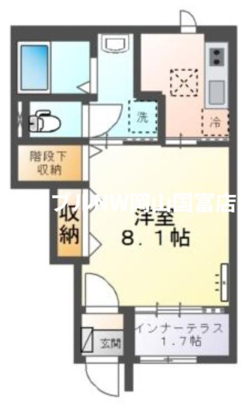ブルーム テラス(1K/1階)の間取り写真