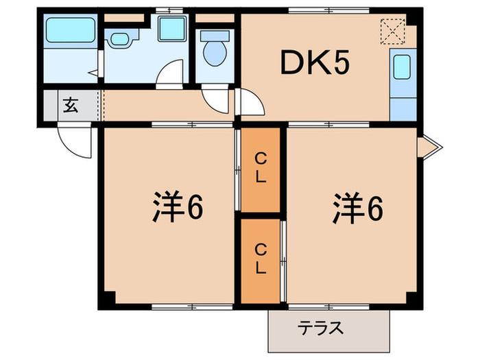 フラワーヒルズ(2DK/1階)の間取り写真