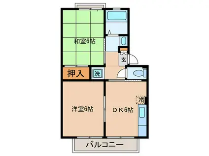 ブライトハイム(2DK/1階)の間取り写真