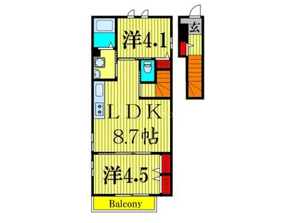 シルトクレーテI(2LDK/2階)の間取り写真