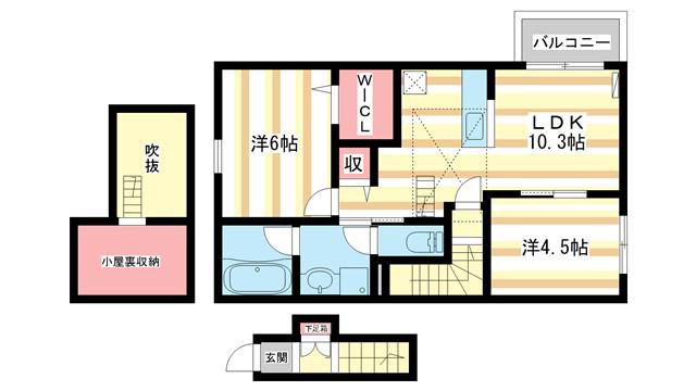 カーサベルデII(2LDK/2階)の間取り写真