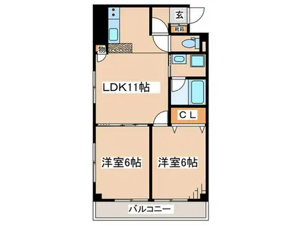 マイキャスル原当麻(2LDK/2階)の間取り写真