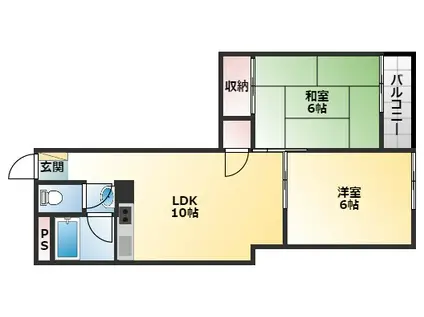 RIZE ONE 南新町(2LDK/3階)の間取り写真