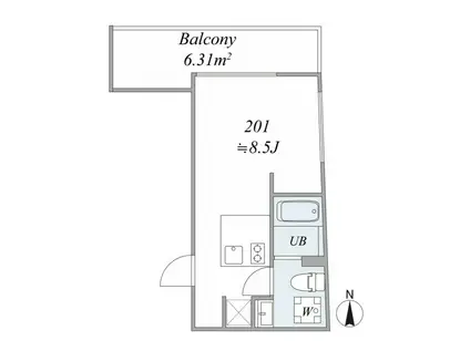 TRIAS441(1DK/2階)の間取り写真