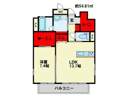 ノースステイツ西小倉(1LDK/10階)の間取り写真